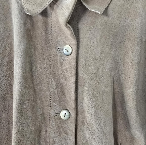 Travel Smith Suede Jacket Womens Size M Tan Long Sleeve Button Up Grunge - Picture 7 of 11